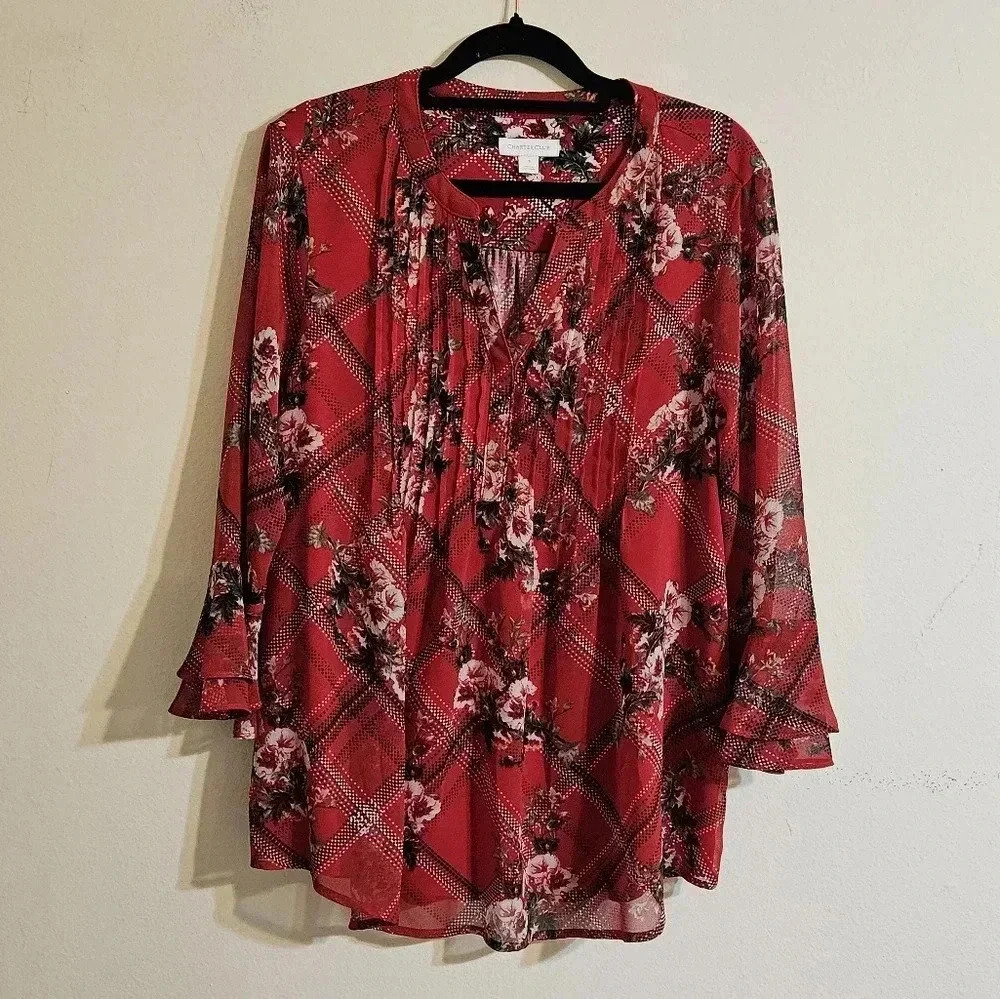 Charter Club Floral Pintuck Blouse